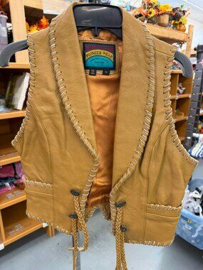 vintage Pioneer Wear tan leather vest